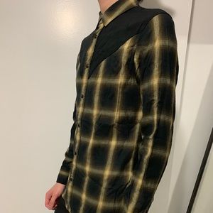 AllSaints black and yellow plaid shirt size XS